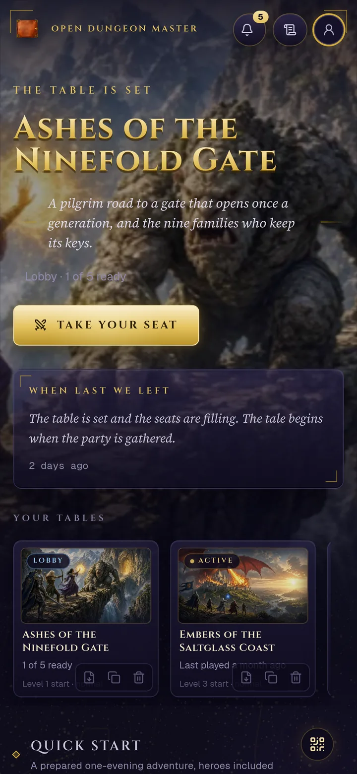The home on a phone: the next table with Take your seat, a recap and saved tables